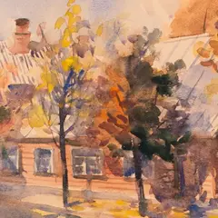 Richard Sagrits, Kreutzwaldi maja Võrus, 1961, Akvarell