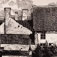 Tallinna motiiv by Richard Kaljo, 1954, Puugravüür, sold Nov 2023