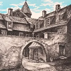 Jüri Arrak, Tänav vanalinnas, 1974, Litograafia