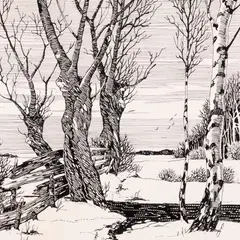 Agnolo Gori, Lumine maastik, 1916 - 1920, Tušš, paber
