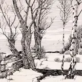 Agnolo Gori, Lumine maastik, 1916 - 1920, Tušš, paber