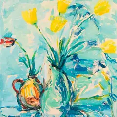 Gustav Raud, Natüürmort tulpidega, 1962, Monotüüpia