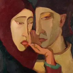 Jüri Marran, Kaks inimest, 1970, Õli, papp