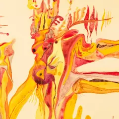 Jüri Arrak, Abstraktne figuur, 1967, Akvarell, paber kartongil