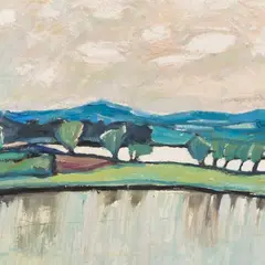 Ellen Polli, Järvemotiiv, 1966, Õli, papp