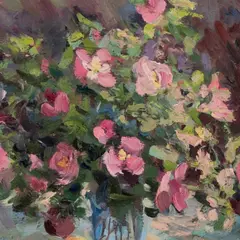 Alice Jänes, Lilled, 1950ndad, Õli, papp