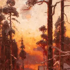 Julius von Klever, Maastik loojanguvalguses, 1911, Õli, lõuend