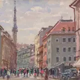 Aleksander Peek, Viru tänav, 1957, Õli, papp