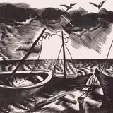 Eduard Rüga, Paadid rannal, 1938, Puugravüür