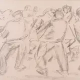 Johannes Võerahansu, Talupoegade tants, 1962, Süsi, paber