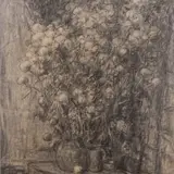 Johannes Võerahansu, Kullerkupud, 1975, Süsi, paber