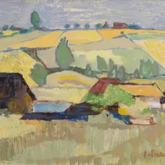 Ilmar Linnat, Otepää maastik, 1975, Tempera, guašš, kartong