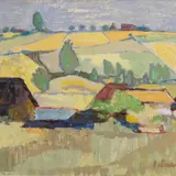 Ilmar Linnat, Otepää maastik, 1975, Tempera, guašš, kartong