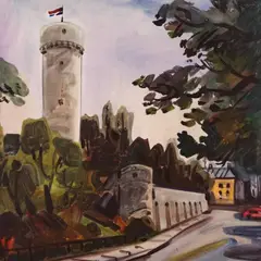 Aleksander Pilar, Vaade Pika Hermanni tornile, 1986, Akvarell