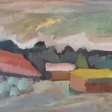 Alfred Kongo, Maastik, 1987, Tempera, paber