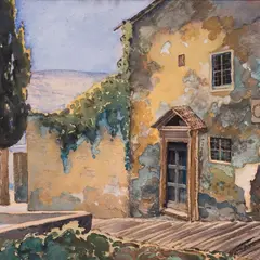 Ants Murakin, Õuevaade, 1917 - 1920, Akvarell