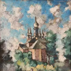 Erich Pehap, Vaade kirikule, 1930, Õli, lõuend