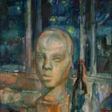 Evald Okas, Natüürmort aknal, 1940, Õli, vineer