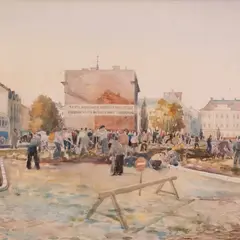 Nigul Espe, Uue magistraaltänava rajamine Tartus, 1950, Akvarell