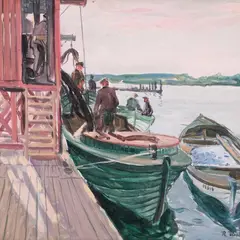 Richard Uutmaa, Sadamas, 1951, Õli, papp
