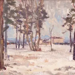 Olev Subbi, Talvine maastik, 1950ndad, Õli, papp