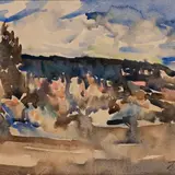 Johannes Saal, Maastikuetüüd, 1957, Akvarell
