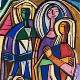 Nancy Nõmmeots-Pedersen, Figuurid suvemaastikus, 1958, Pastell, paber