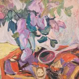 Sirje-Maris Horma, Natüürmort peegliga, 1962, Õli, papp