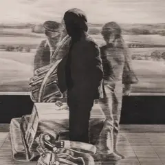 Marje Üksine, Ootel, 1978, Kuivnõel, akvatinta