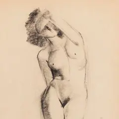Ott Kangilaski, Seisev akt, 1934, Süsi, paber