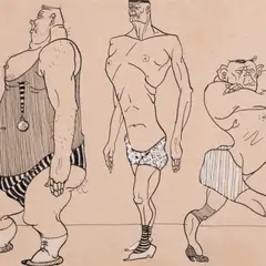 Agnolo Gori, Jõumehed, 1920 - 1928, Tušš, akvarell, paber