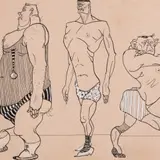 Agnolo Gori, Jõumehed, 1920 - 1928, Tušš, akvarell, paber