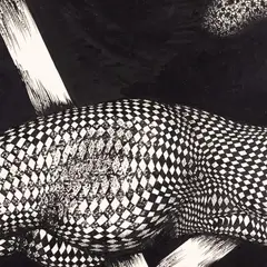 Jüri Palm, Joonistus II, 1977, Tušš, paber (kleebitud papile)