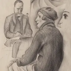Eduard Wiiralt, Kunstnik ja modell, 1926, Pliiats, paber