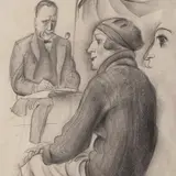 Eduard Wiiralt, Kunstnik ja modell, 1926, Pliiats, paber