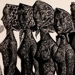 Herald Eelma, Tüdrukud, 1969, Linoollõige