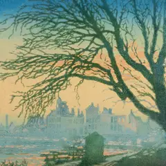 Ernst Tiido, Õhtu Tartus, 1947, Värviline linoollõige