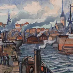 Nikolai Kull, Tallinna sadam, 1930ndad, Õli, lõuend masoniidil