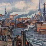 Nikolai Kull, Tallinna sadam, 1930ndad, Õli, lõuend masoniidil