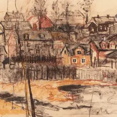 Andrus Johani, Äikese-eelne agul, 1935, Süsi, pastell, paber
