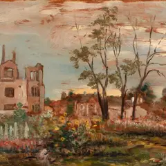 Nigul Espe, Rohtunud varemed (Tartu Maarja kirik), 1943, Õli, vineer