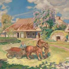 August Jansen, Lauri talu õu, 1940, Õli, masoniit