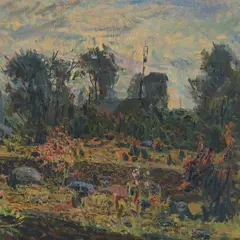 Elmar Kits, Maastik tuulikuga, 1959, Õli, lõuend