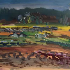 Johannes Saal, Maastik, 1958, Õli, paber