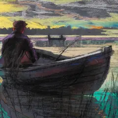 Emma Siirak, Paadiga järvel, 1960ndad, Pastell, paber