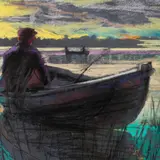 Emma Siirak, Paadiga järvel, 1960ndad, Pastell, paber