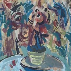 Lilled by Elmar Kits, 1967, Tempera, papp, sold Oct 2022