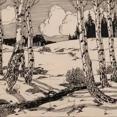 Agnolo Gori, Talvemaastik, 1916 - 1918, Tušs, paber