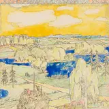 Adamson-Eric, Pühajärvel, 1945, Litograafia, värvipliiats, arvarell