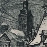 Hugo Mitt, Vanalinn Nigulistega, 1977, Pehmelakk, paber
